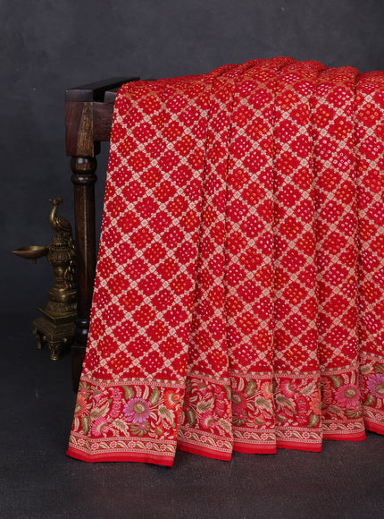 Red Bandhani Georgette Saree