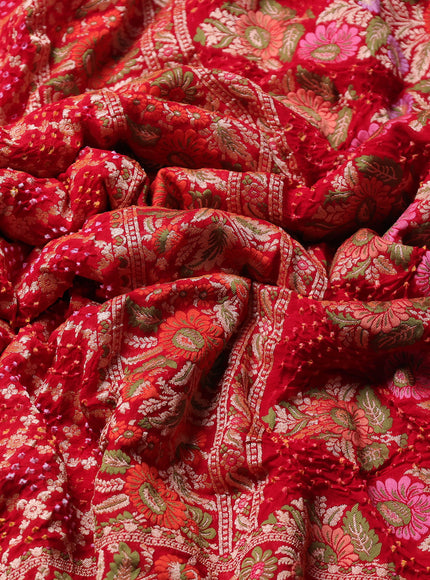 Red Bandhani Georgette Saree