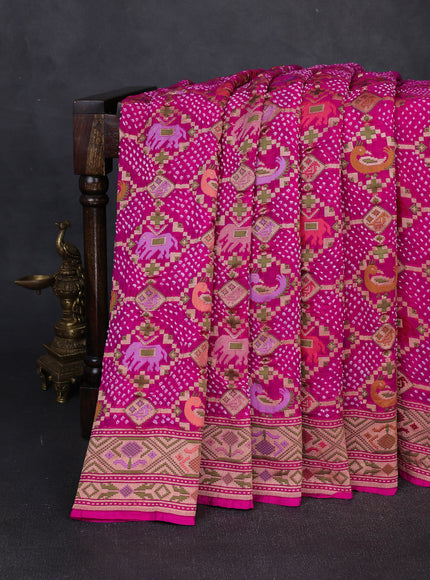 Rani Pink Bandhani Georgette Saree