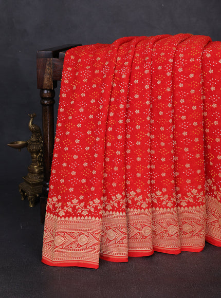 Orange Bandhani Georgette Saree