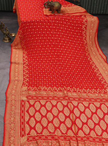 Orange Bandhani Georgette Saree