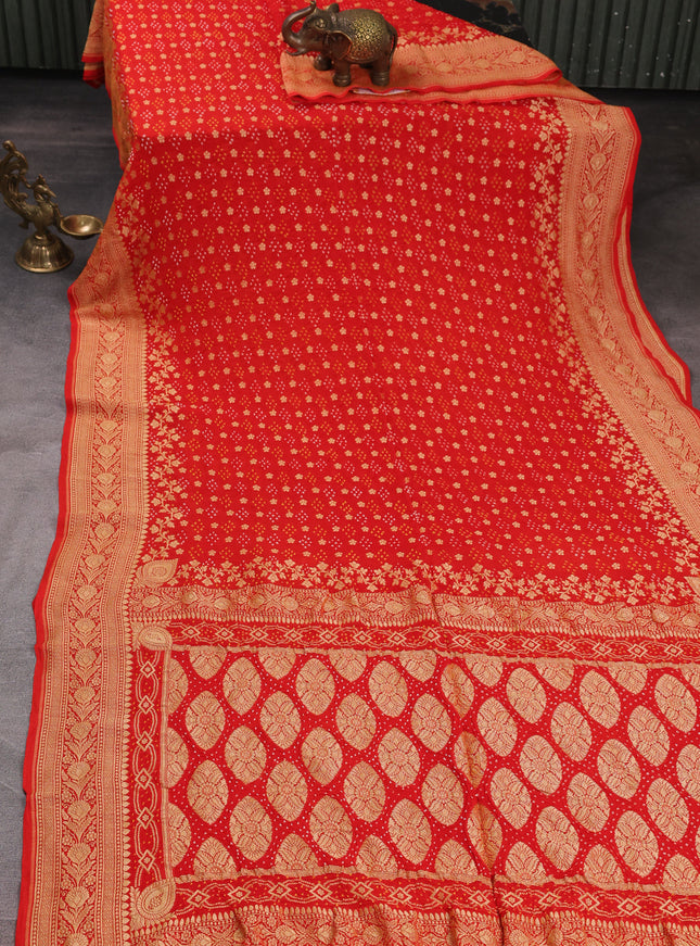 Orange Bandhani Georgette Saree