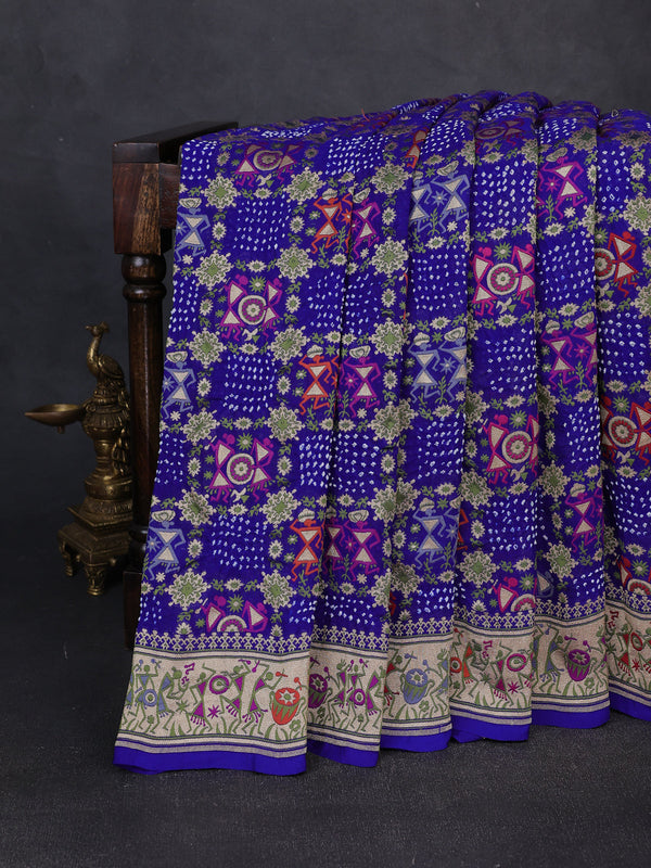 Blue Bandhani Georgette Saree