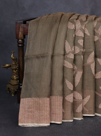 Military Green Matka Tussar Saree