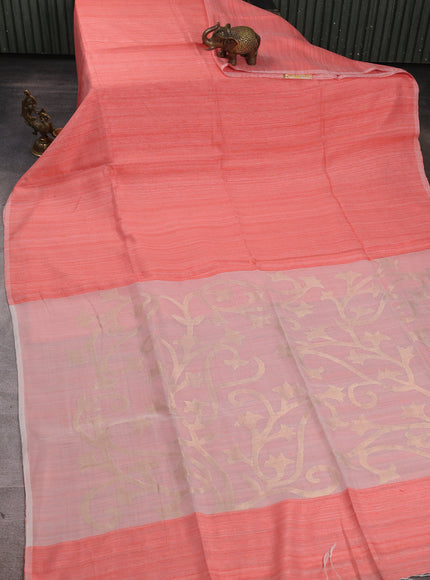 Peach Matka Tussar Saree