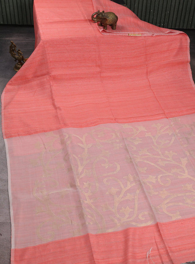 Peach Matka Tussar Saree