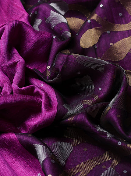 Magenta Pink-Black Matka Tussar Saree