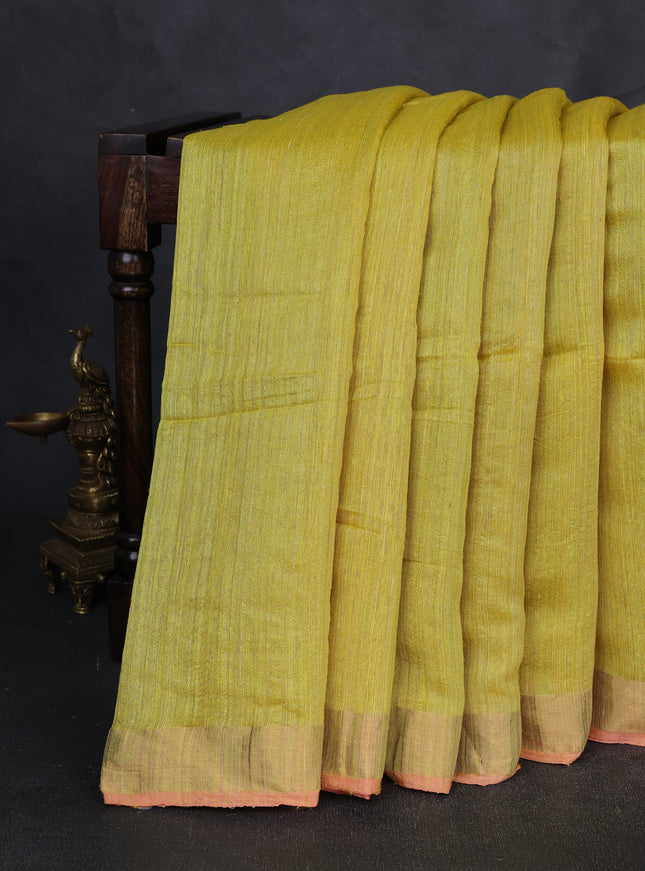 Yellow Matka Tussar Saree