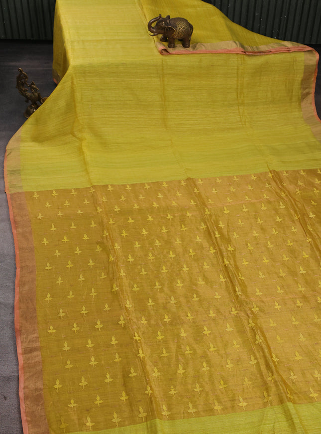 Yellow Matka Tussar Saree