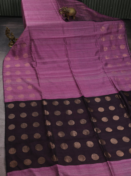 Light Lavender-Black Matka Tussar Saree