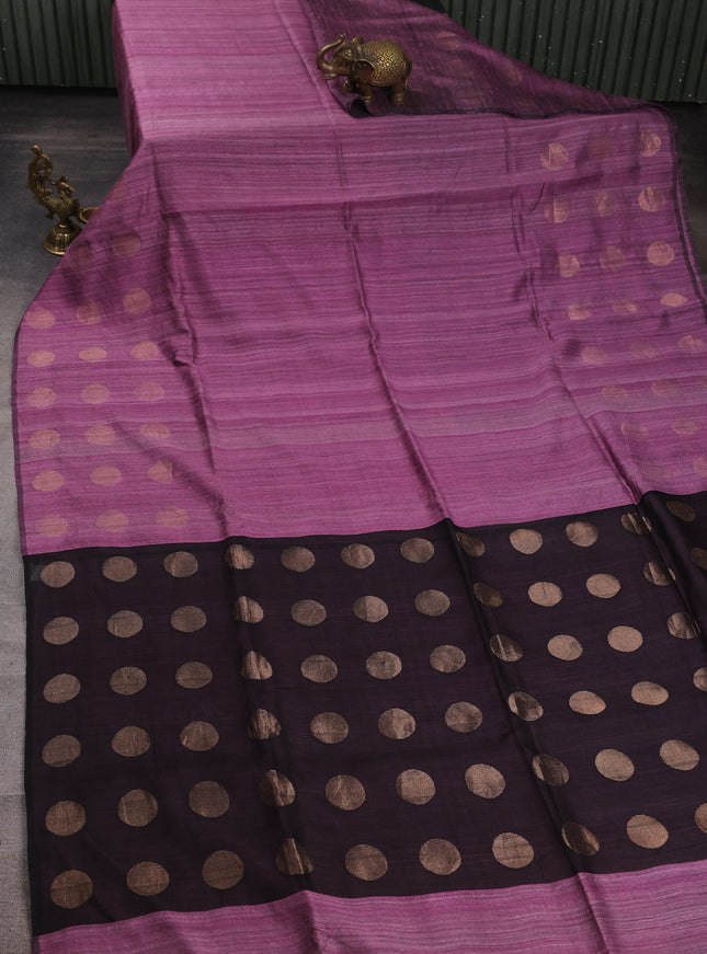 Light Lavender-Black Matka Tussar Saree
