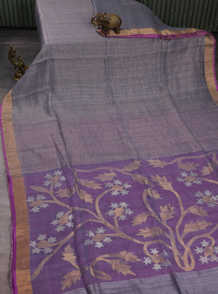 Magenta-Grey Matka Tussar Saree