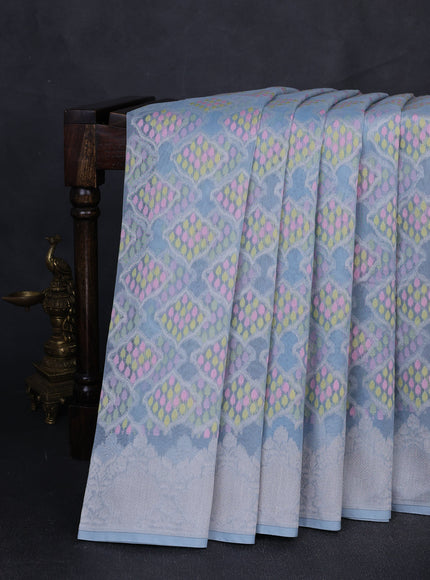 Sky Blue Banarasi Kora Saree
