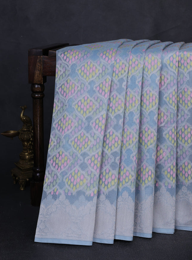 Sky Blue Banarasi Kora Saree