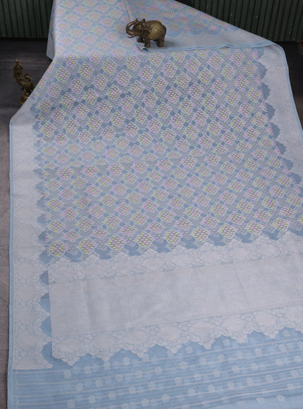 Sky Blue Banarasi Kora Saree
