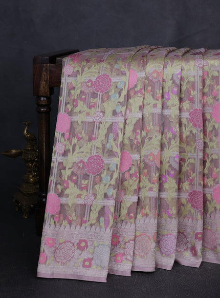 Onion Pink Banarasi Kora Saree