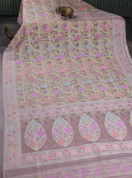 Onion Pink Banarasi Kora Saree