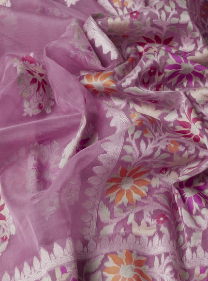 Pastel Pink Banarasi Kora Saree