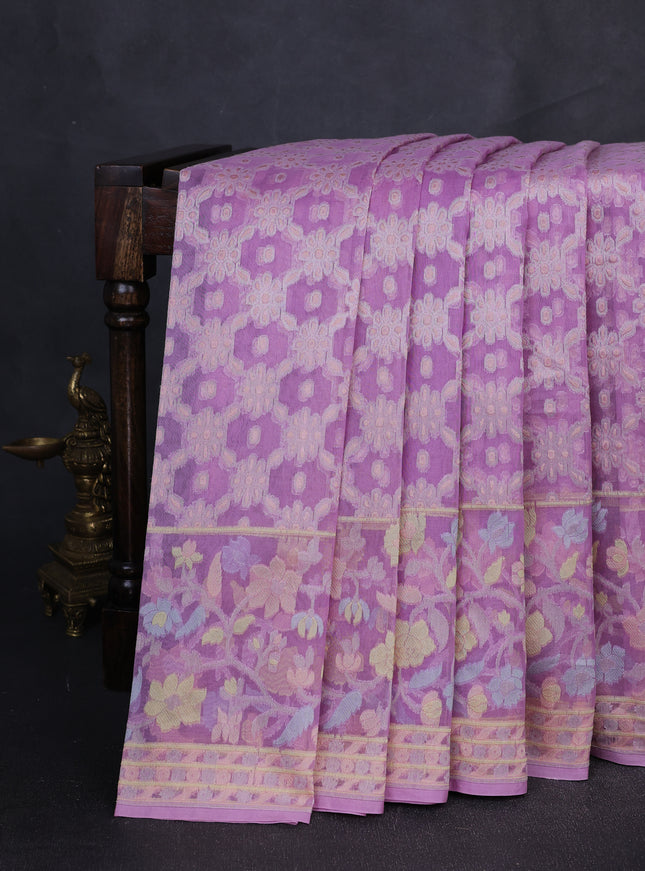 Lavender Banarasi Kora Saree