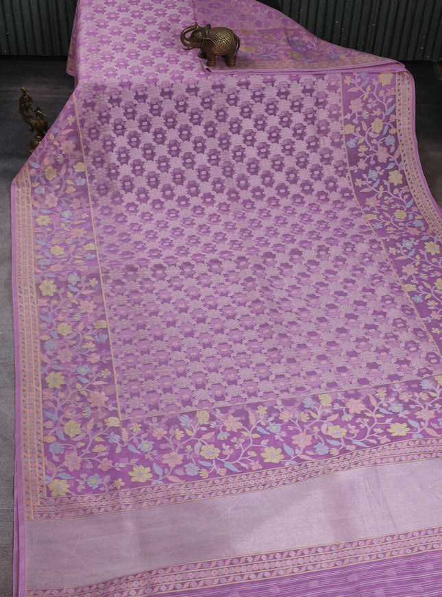 Lavender Banarasi Kora Saree
