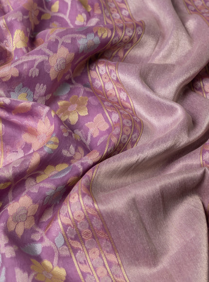 Lavender Banarasi Kora Saree