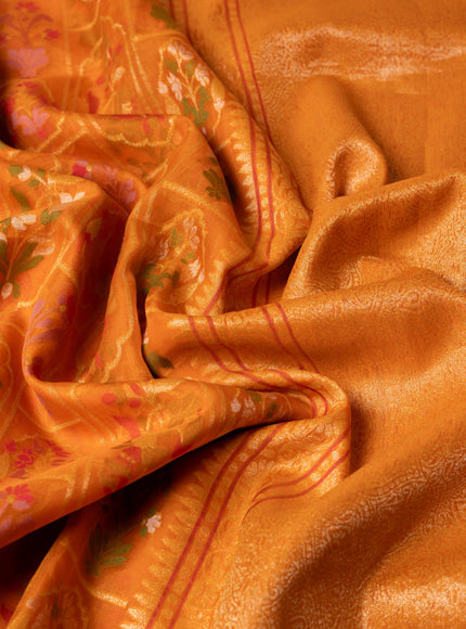 Orange-Magenta Banarasi Kora Saree