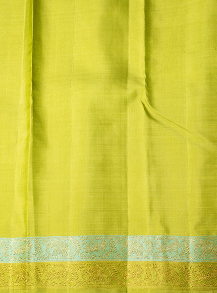 Blue - Light Green Pure Kanchipuram Silk Saree