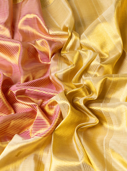 Gold - Magenta Pink Pure Kanchipuram Tissue Silk Saree