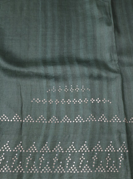 Mustard - Green Tussar Silk Embroidery Saree