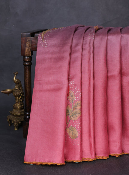 Multi Colour Tussar Silk Embroidery Saree