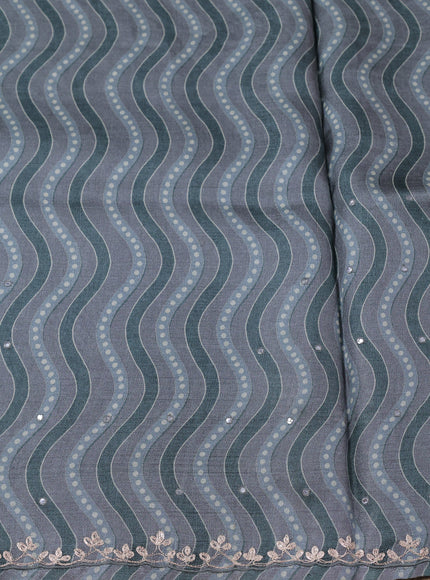 Grey Tussar Silk Embroidery Saree