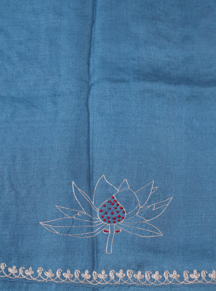 Blue Tussar Silk Embroidery Saree