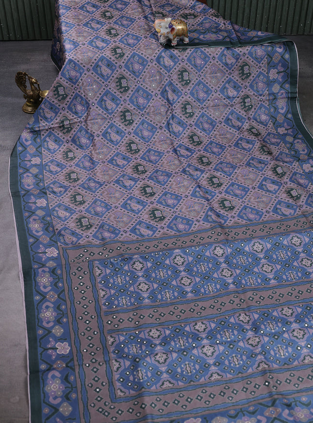 Multi Colour Tussar Silk Embroidery Saree