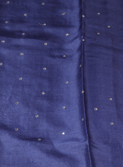 Blue Tussar Silk Embroidery Saree