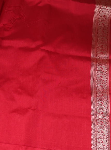 Peach - Red Banarasi Kora Silk