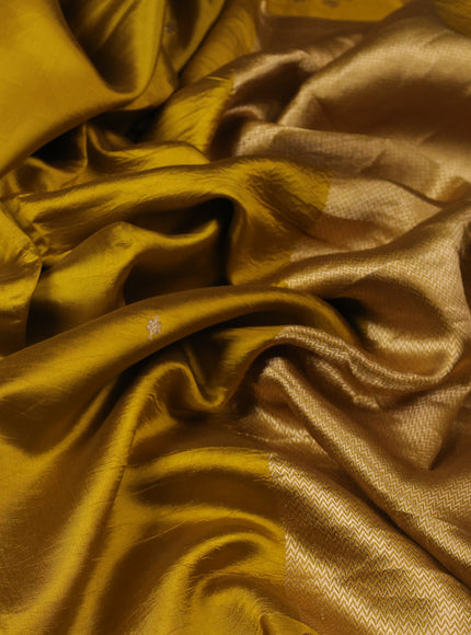 Mustard Yellow Banarasi Chiniya Silk With Ikat Blouse