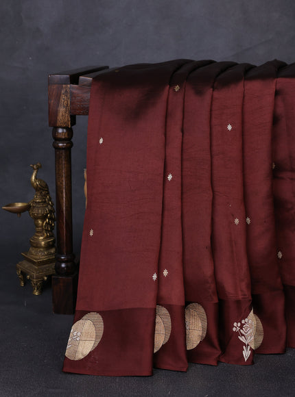 Brown Banarasi Chiniya Silk With Ikat Blouse