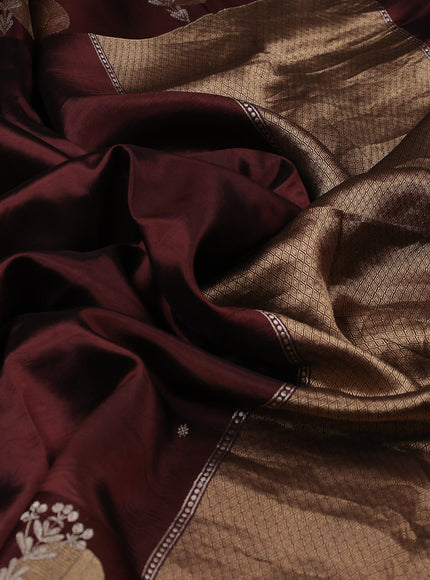 Brown Banarasi Chiniya Silk With Ikat Blouse