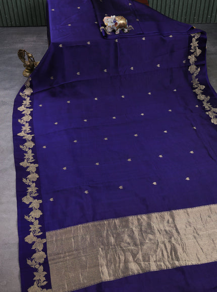 Blue Banarasi Chiniya Silk With Ikat Blouse