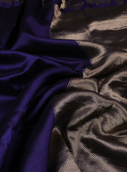 Blue Banarasi Chiniya Silk With Ikat Blouse