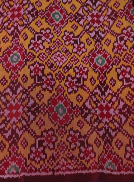 Wine Banarasi Chiniya Silk With Ikat Blouse