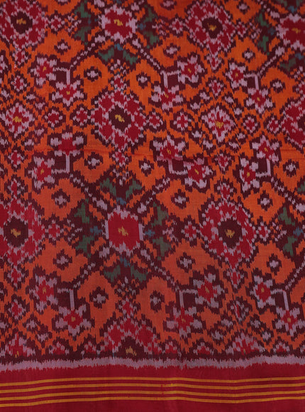 Red Banarasi Chiniya Silk With Ikat Blouse