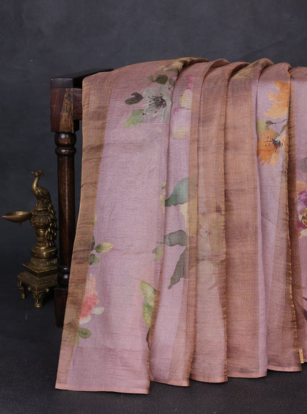 Pastel Pink Organza Printed Silk Saree