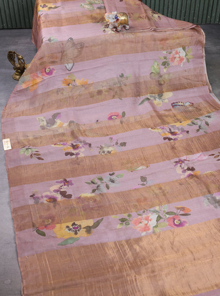 Pastel Pink Organza Printed Silk Saree