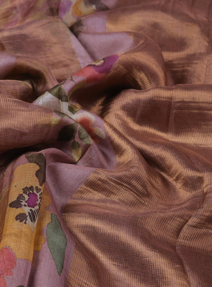 Pastel Pink Organza Printed Silk Saree