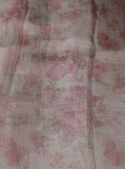 Silver Grey Organza Printed Silk Saree