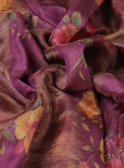 Magenta Organza Printed Silk Saree
