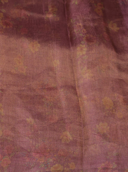 Magenta Organza Printed Silk Saree