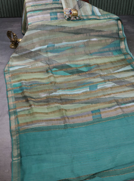 Green Organza Printed Silk Saree