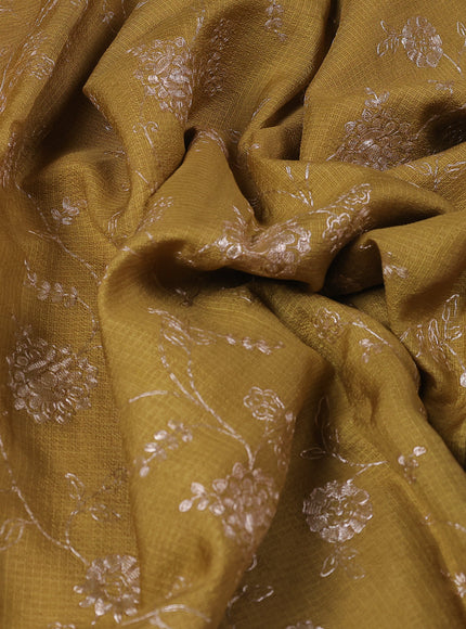 Mehendi Green Kota Embroidery With Kalamkari Blouse